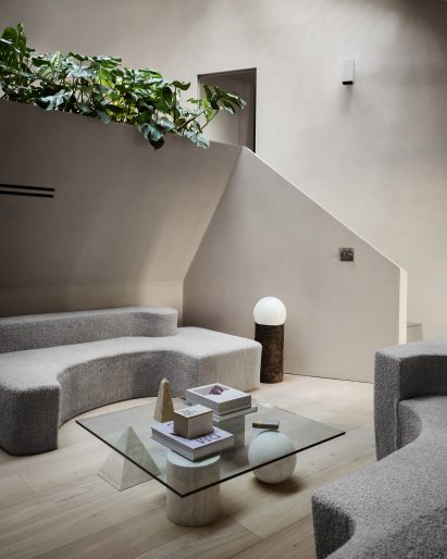 A vintage Lara sectional and a coffee table by Lella and Massimo Vignelli