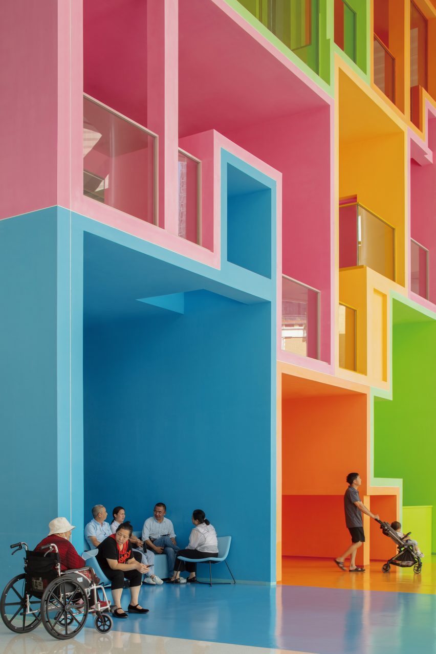 Colourful wall with boxy surrounds