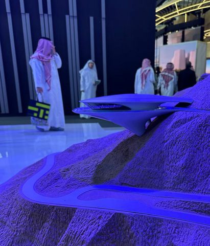 UK studio Zaha Hadid Architects has designed a mountaintop viewpoint as part of the Trojena ski resort at Neom in Saudi Arabia.