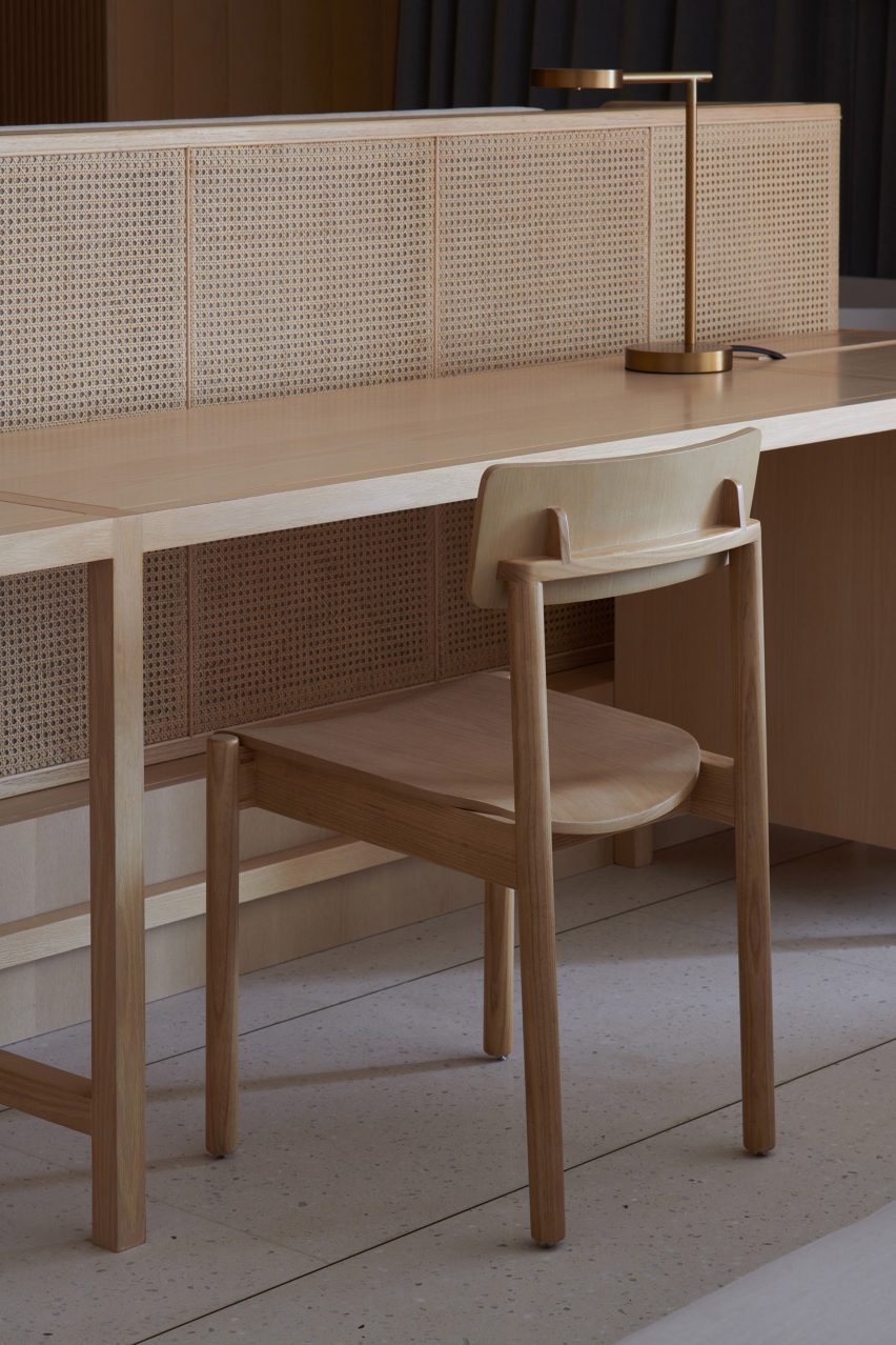 Wooden chair at a timber desk
