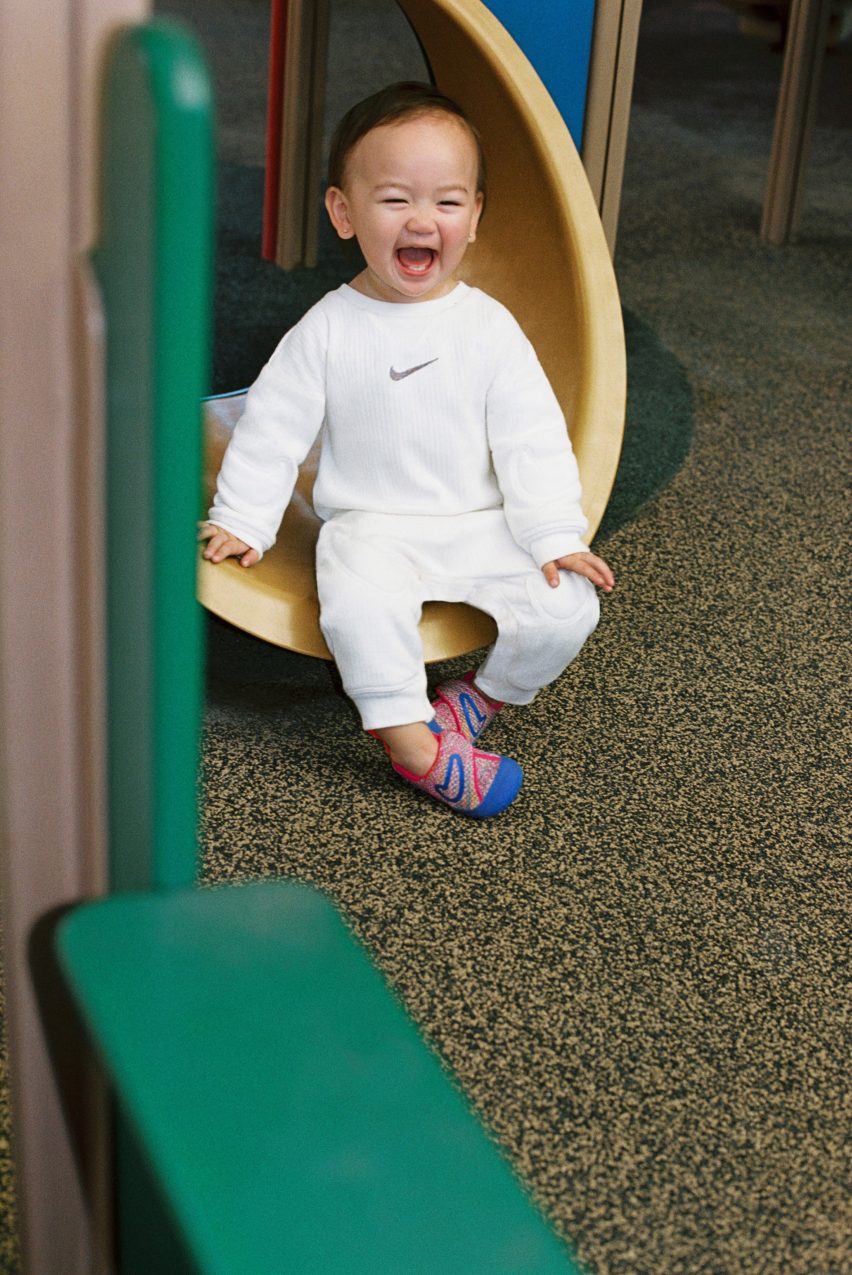Child in Nike shoes