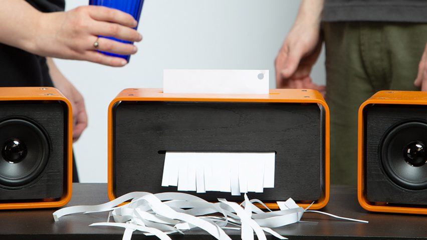 Photograph showing stereo/paper shredder