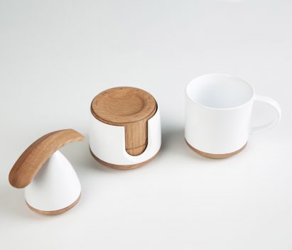 Photograph showing three vessels with wooden components