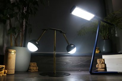 Photograph showing desk lamp on desk