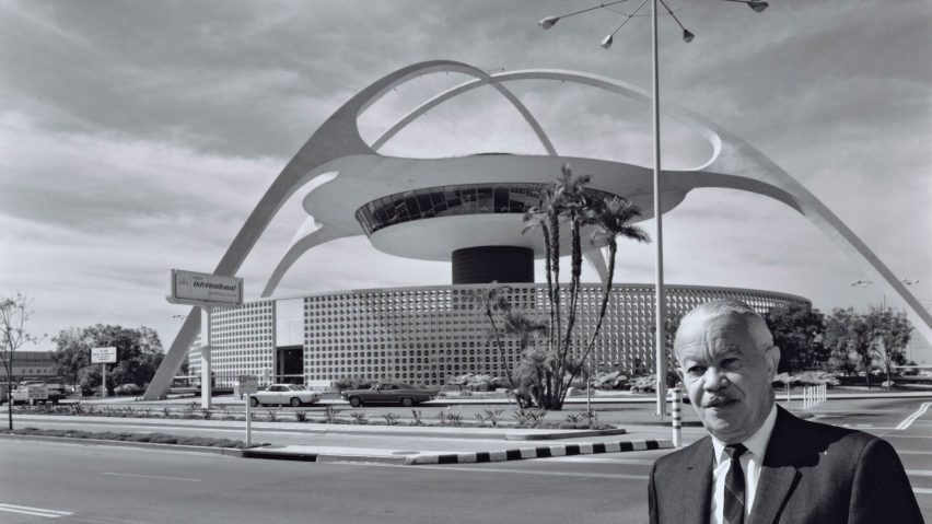 Paul Revere Williams stood in front of his LAX building