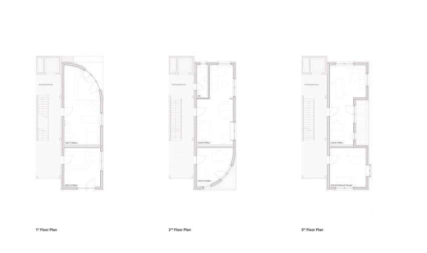 Floor plans of the Haus 2+ office building by Office ParkScheerbarth
