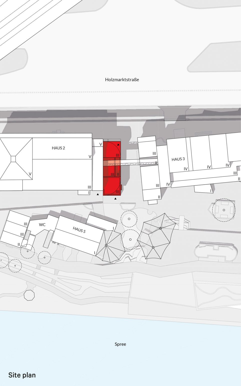 Site plan of the Haus 2+ office building by Office ParkScheerbarth
