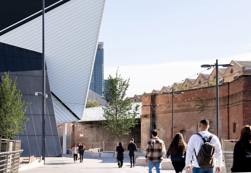 Outdoor entrance to Aviva Studios by OMA