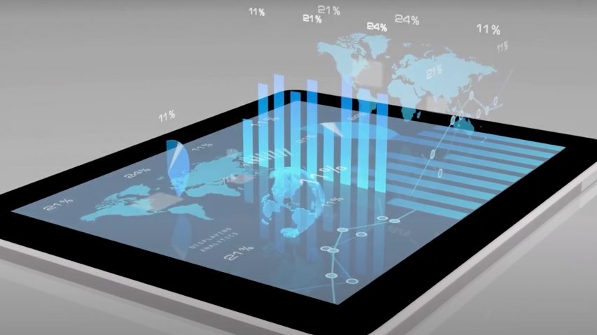 3d visualisation of data on the top of a screen