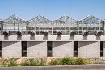 Greenhouses on top of concrete structure