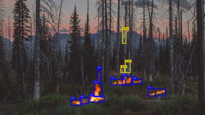 Solar Lookout wildfire detection system capturing images of smoke and fire