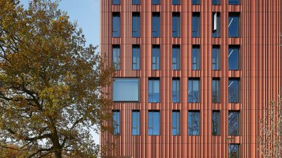 Terracotta-clad University of Warwick Arts Faculty by Feilden Clegg Bradley Studios
