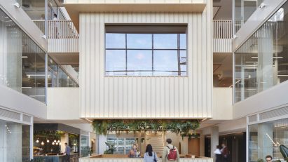 Atrium at the Here+Now office building by Hawkins\Brown
