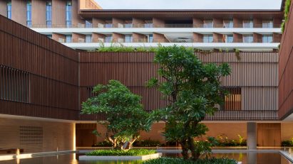Water courtyard at the Sanya Wellness Retreat in Hainan by Neri&Hu