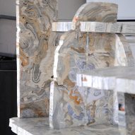 Close-up of Transformed Remnants furniture made from second-hand books by Willem Zwiers, on show as part of the Design Academy Eindhoven graduate show at Dutch Design Week 2023