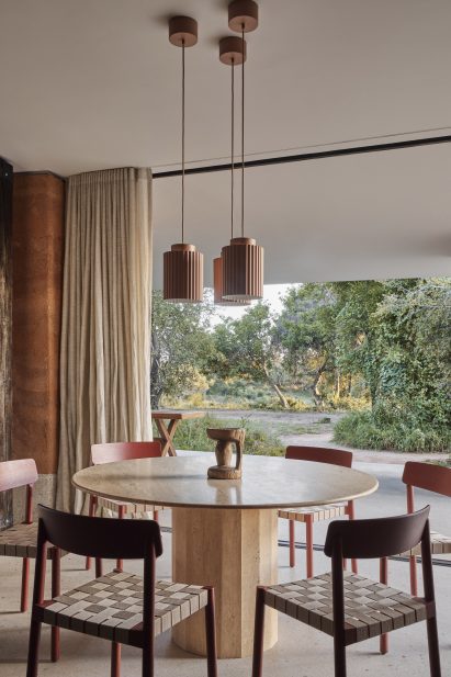 Dining area of Tembo Tembo lodge by Studio Asai