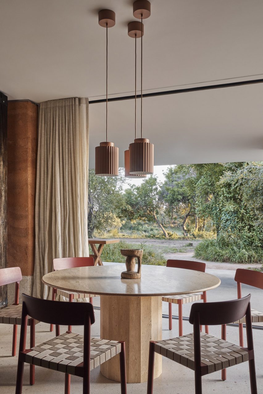 Dining area of Tembo Tembo lodge by Studio Asai