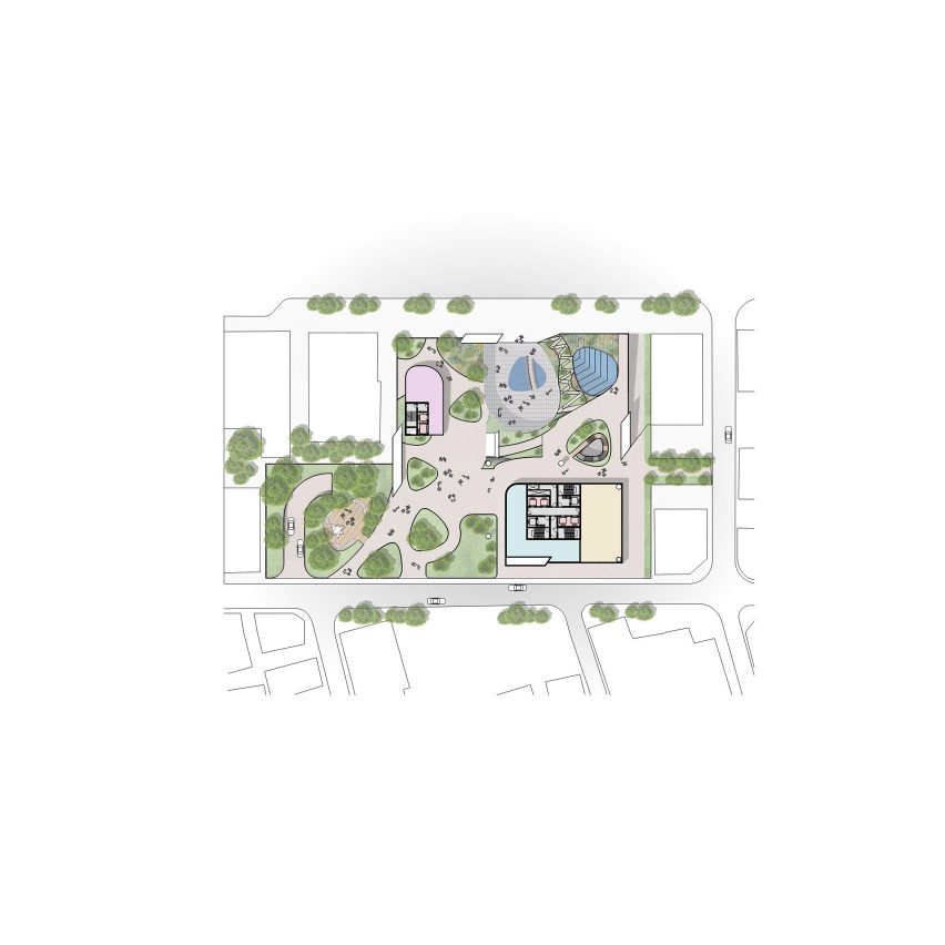 Ground floor plan of Terrarium Cheong-Dam by ODA