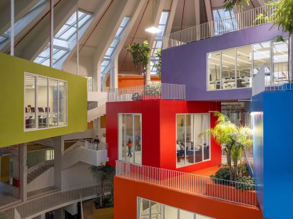 Coloured boxes containing classrooms