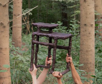 Table made from cellulose and lignin bioplastic for Tree-ism by Basse Stittgen