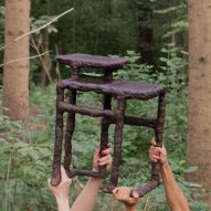 Table made from cellulose and lignin bioplastic for Tree-ism by Basse Stittgen
