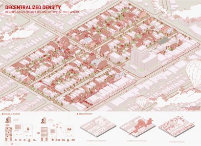 Birds-eye view of a suburban streets
