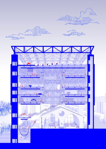 Sectional view of a museum site