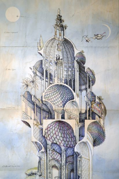 a section drawing of Hadrian's diaolou by Jason Wu