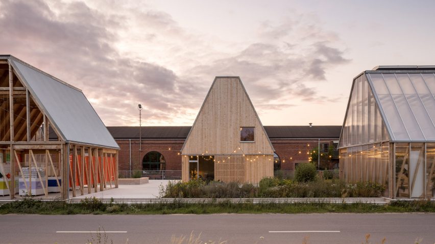 Housing development with wooden buildings