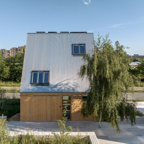 Housing development with wooden buildings