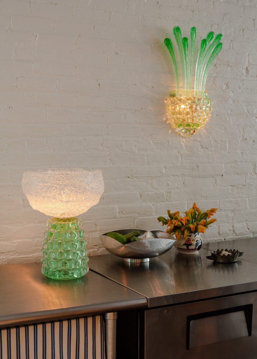 light green glass lighting