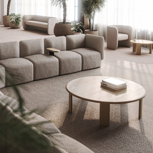 Round wooden Yeti table by Derlot