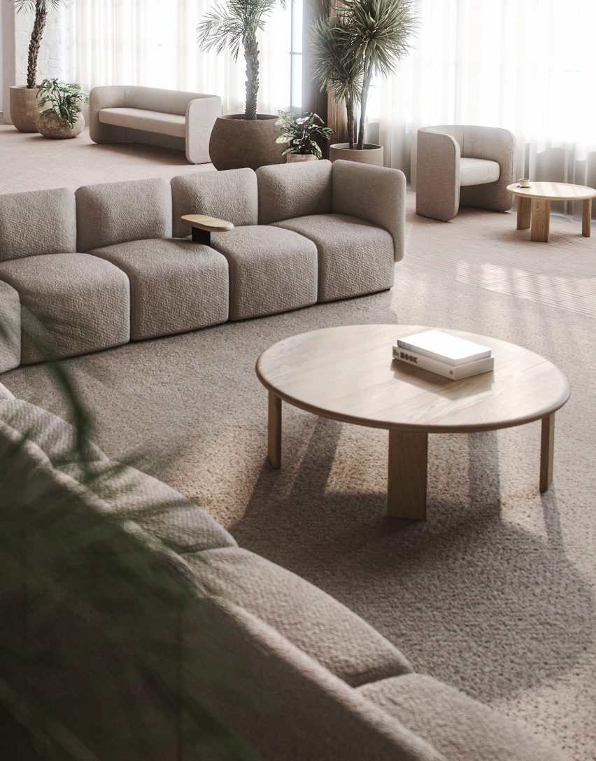 Round wooden Yeti table by Derlot