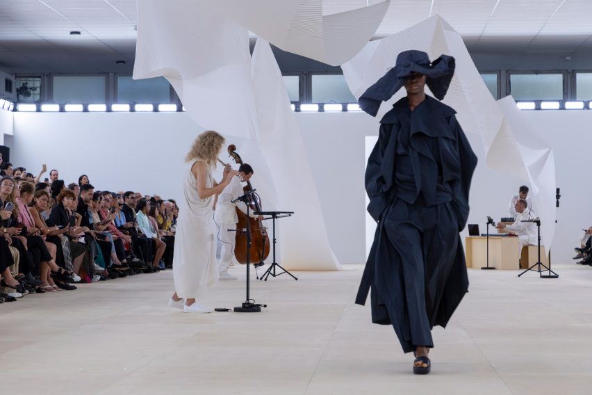 Model at Issey Miyake show