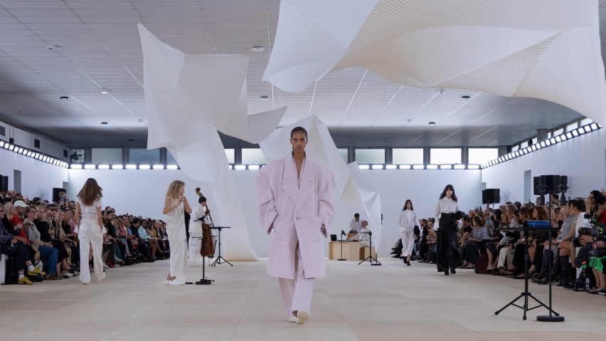 Model at Issey Miyake show
