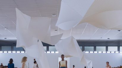 Model at Issey Miyake fashion show