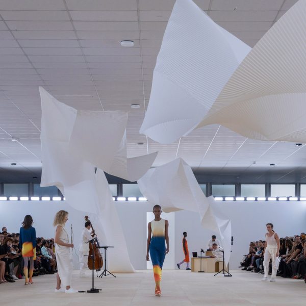 Model at Issey Miyake fashion show