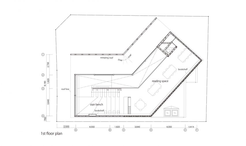 Upper floor plan Yukusawa Design Lab's children's library