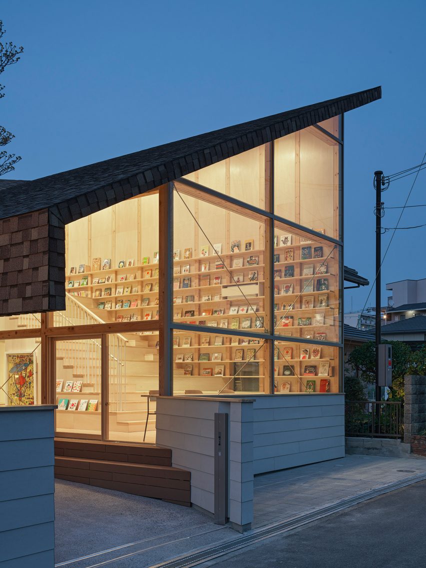 External view of building entrance showing interior space