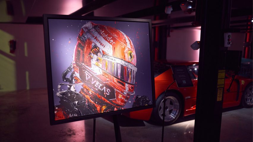 Photo of artwork and car