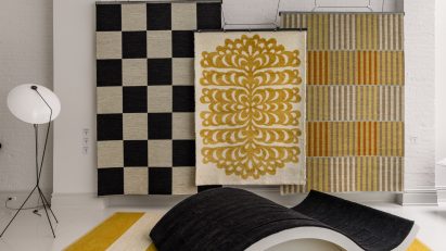 Rugs on display within Kasthall's showroom in New York City