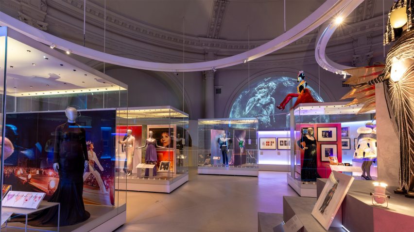 Photo of costumes on display at the Diva exhibition in the V&A