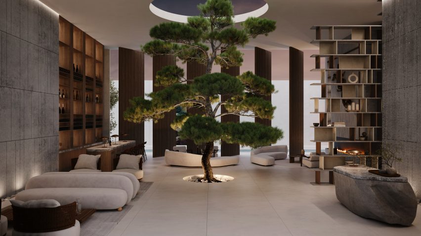Grey tiles featured in a living space