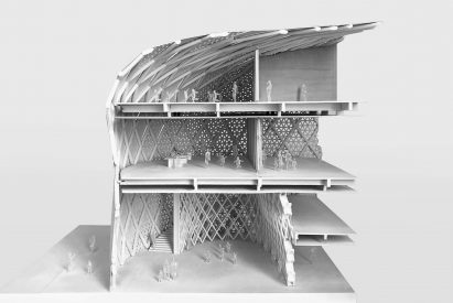 Sectional model showing multi-storey building