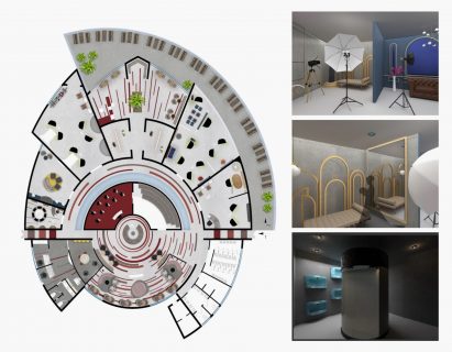 Drawings and renderings of photography school