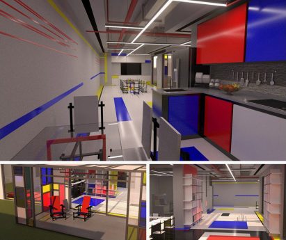 Renderings of school interiors