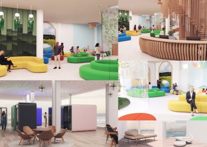 Renderings of mental wellness facility interiors