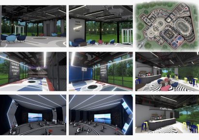 Renderings of sport centre interiors