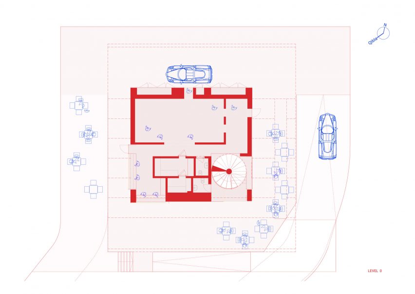 Ground floor plan of BBT Hilltop restaurant in Kuwait City by TAEP/AAP