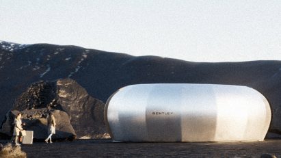 Bentley Intercontinental Pavilion situated in an icy landscape